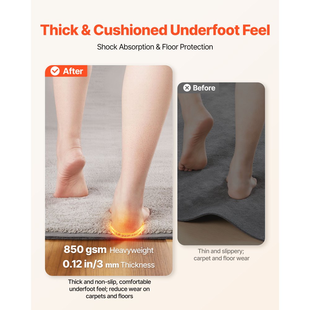 VEVOR Rug Pad 9 x 12 ft, Non-slip Carpet Area Pad, Rug Mat Padding with Dual Surface Felt Cushion & Rubber Gripper, Hardwood Floor Protection for All Floors, Finishes, Keeps Carpets in Place