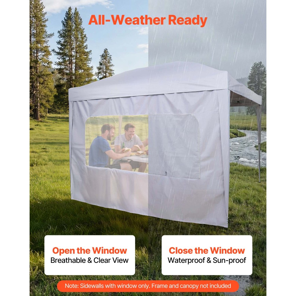 VEVOR Canopy Sidewalls, Fit for 10 x 10 ft Pop Up Canopy Tent, Tent Side Walls with Waterproof and Sunlight Protection Layer for Outdoor Event Tents, Vendor Booths, Camping (1 Sidewall Only, White)