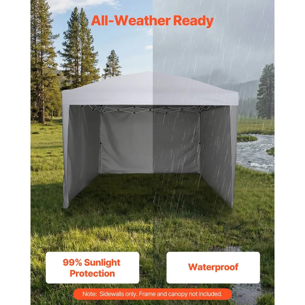 VEVOR Canopy Sidewalls, Fit for 10 x 10 ft Pop Up Canopy Tent, Tent Side Walls with Waterproof and Sunlight Protection Layer for Outdoor Event Tents, Vendor Booths, Camping (3 Sidewalls Only, White)