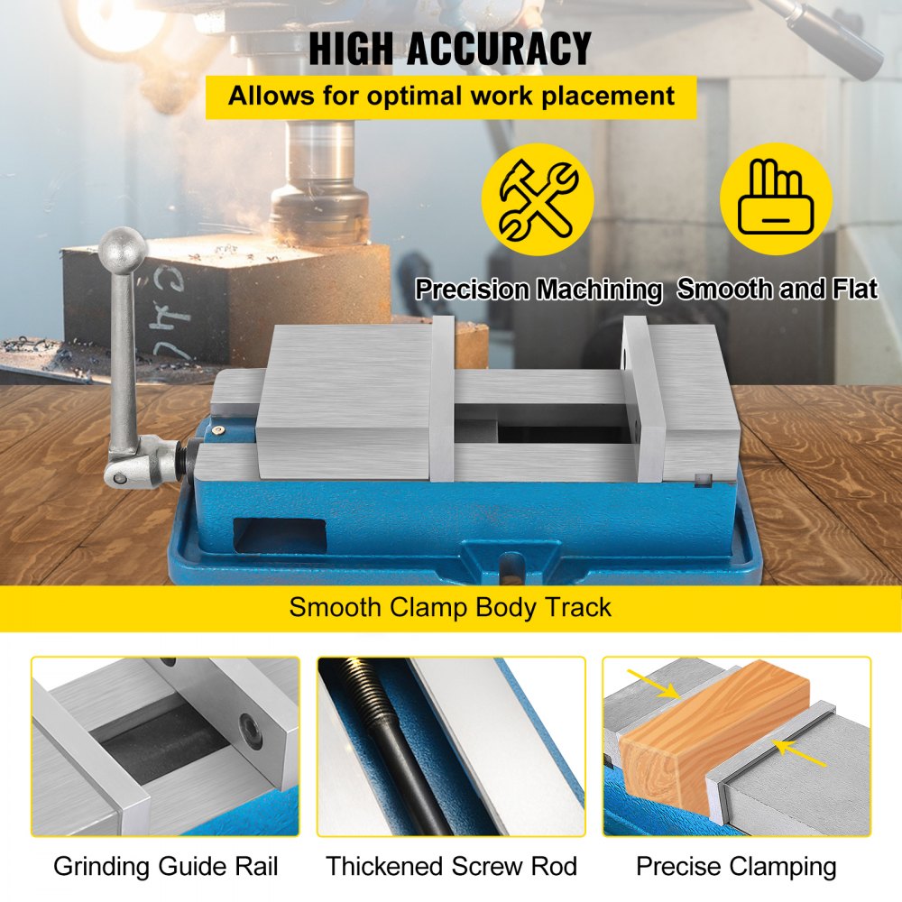 VEVOR Non Swivel Milling Lockdown Vise 4 Inch Precision Bench Clamp 100mm Width Drill Press Clamp 4 Inch Jaw Opening  for Finishing Milling Machines Drilling Machines Precision Parts