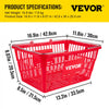 VEVOR Shopping Baskets, 12-Pack, Red, Sturdy Polyethylene with Handles and Stand, Size: 16.9"L x 11.8"W x 8.07"H, Suitable for Stores & Groceries - Capacity: 21 L/5.6 Gal