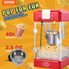 VEVOR Popcorn Maker, 300W Popcorn Popper Machine, 2.5 Oz Kettle Makes 4 QT per Batch, Tabletop Popcorn Maker with PP Door, Includes 2 Scoops and Tray, Movie Theater Style, Red