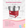 VEVOR Electric Cotton Candy Machine, 1000W Commercial Candy Floss Maker with 20.5 in Stainless Steel Bowl, Sugar Scoop, and Drawer, Easy Home Use, Perfect for Kids Birthday, Family Party, Red