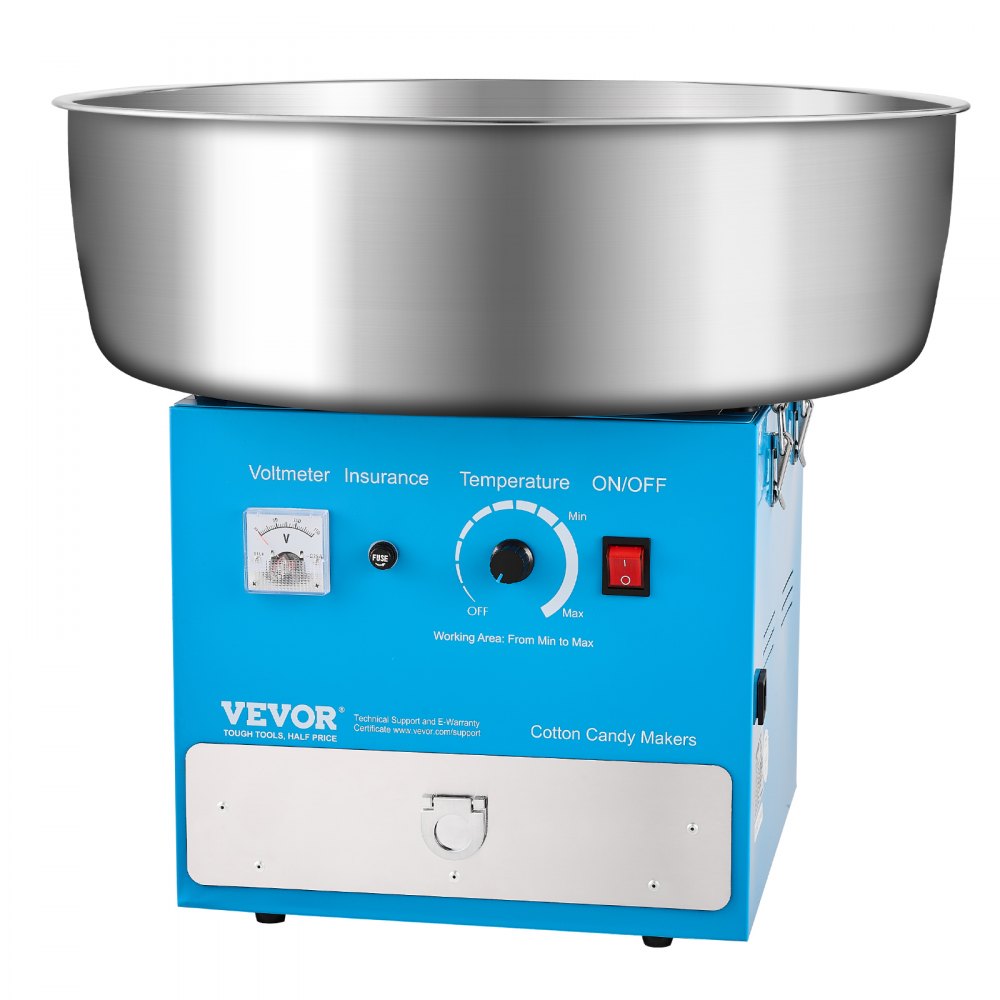 VEVOR Electric Cotton Candy Machine, 1000W Commercial Candy Floss Maker with 20.5 in Stainless Steel Bowl, Sugar Scoop, and Drawer, Easy Home Use, Perfect for Kids Birthday, Family Party, Blue