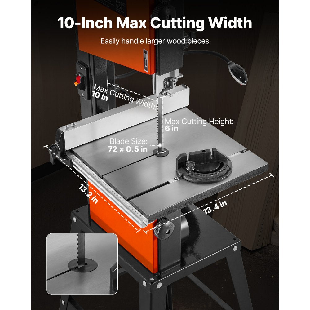 VEVOR Band Saw - 10-Inch Max Cutting Width and 6-Inch Max Cutting Height