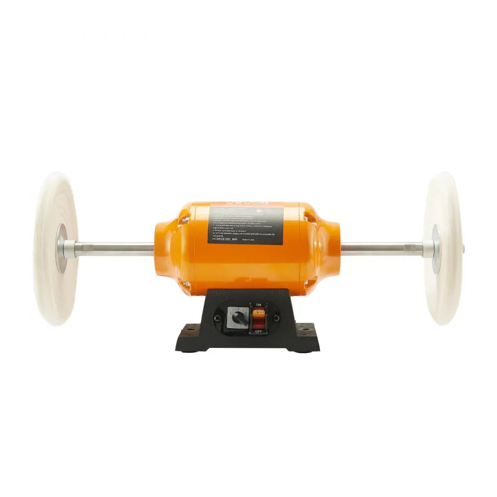 VEVOR 1/2HP Bench Buffer Polisher, 8-inch Bench Polishing Buffing Machine, 1725RPM/3450RPM Dual Speed Benchtop Polisher with 2PCS Cotton Wheels & Cast Iron Base for Metal, Jewelry, Wood Polishing