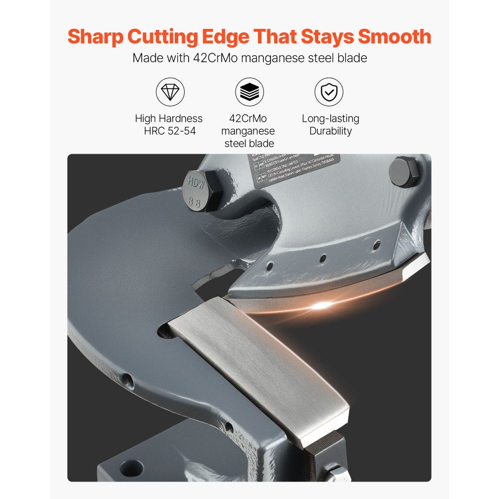 VEVOR Sheet Metal Shear, Manual Hand Shear, Throatless Benchtop Sheet Cutter for Multiple Purpose, with Solid Steel Frame, Mounting Type, Max Cutting Thickness 0.07 in for Steel Copper Rebar Aluminum
