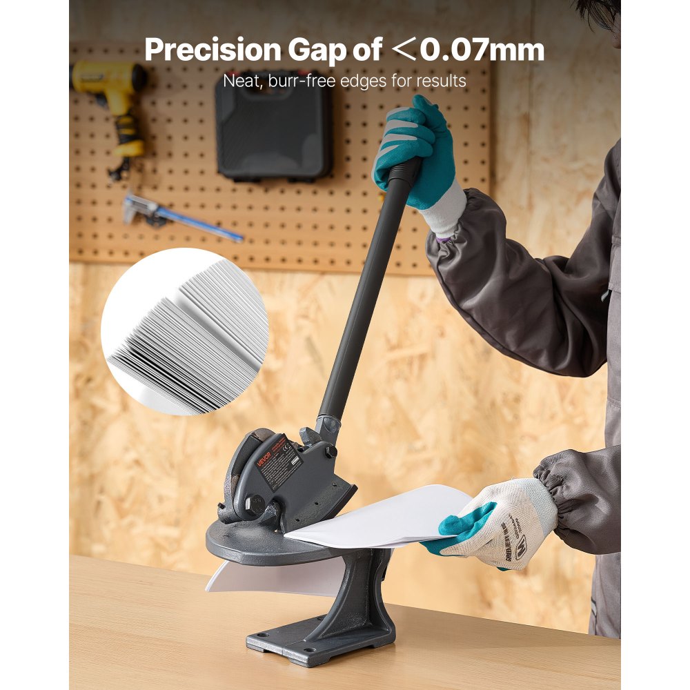 VEVOR Sheet Metal Shear, Manual Hand Shear, Throatless Benchtop Sheet Cutter for Multiple Purpose, with Solid Steel Frame, Mounting Type, Max Cutting Thickness 0.07 in for Steel Copper Rebar Aluminum