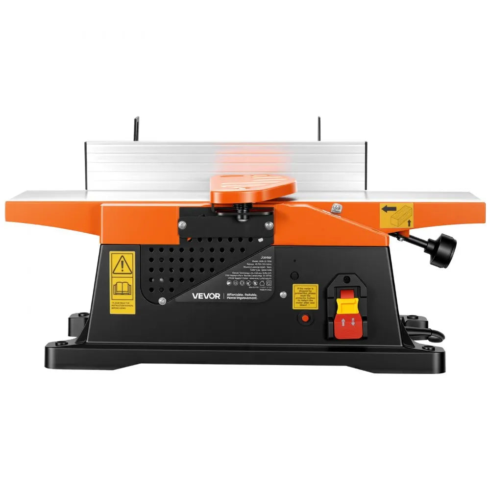 VEVOR Spiral Benchtop Jointer, 6 in, 2 HP 12000 RPM Bench Top Wood Jointer, with 12-Blade Spiral Cutterhead, Up to 1/8 in Depth, Adjustable Fence, 6 x 23 in Cast Aluminum Table, for Woodworking DIY