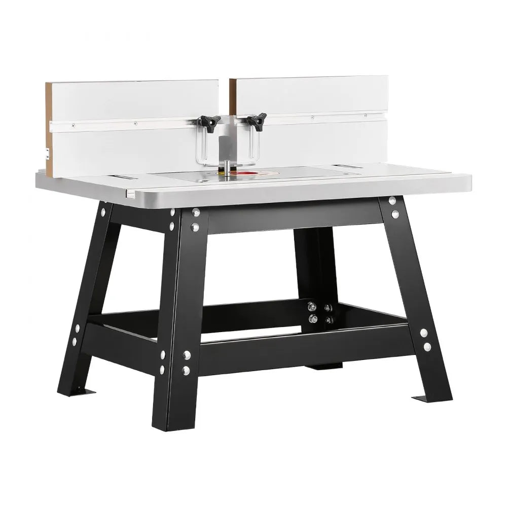 VEVOR Benchtop Router Table, 24 in x 15.7 in, Bench Top Routing Table with Adjustable Fence, MDF Top, Sturdy Metal Base, 2-1/2 in Dust Collection Port, Compatible with Routes & Various Drill Bits
