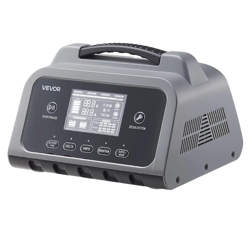 VEVOR Smart Battery Charger, 30A, 6V 12V 24V LiFePO4 Lead-Acid (Gel/AGM) Lithium Car Battery Charger, with LCD Display, Trickle Charging Maintainer Desulfator, for Car, Boat, Motorcycle, Lawn Mowers