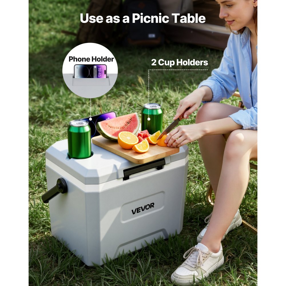 VEVOR Hard Cooler, 17QT Portable Cooler, Leak-Resistant Coolbox Keeps Contents Cool for 48 Hours, Insulated Chests with Ice Retention and Heavy-Duty Handle, Ultra-Light for Camping, Concerts, Sports