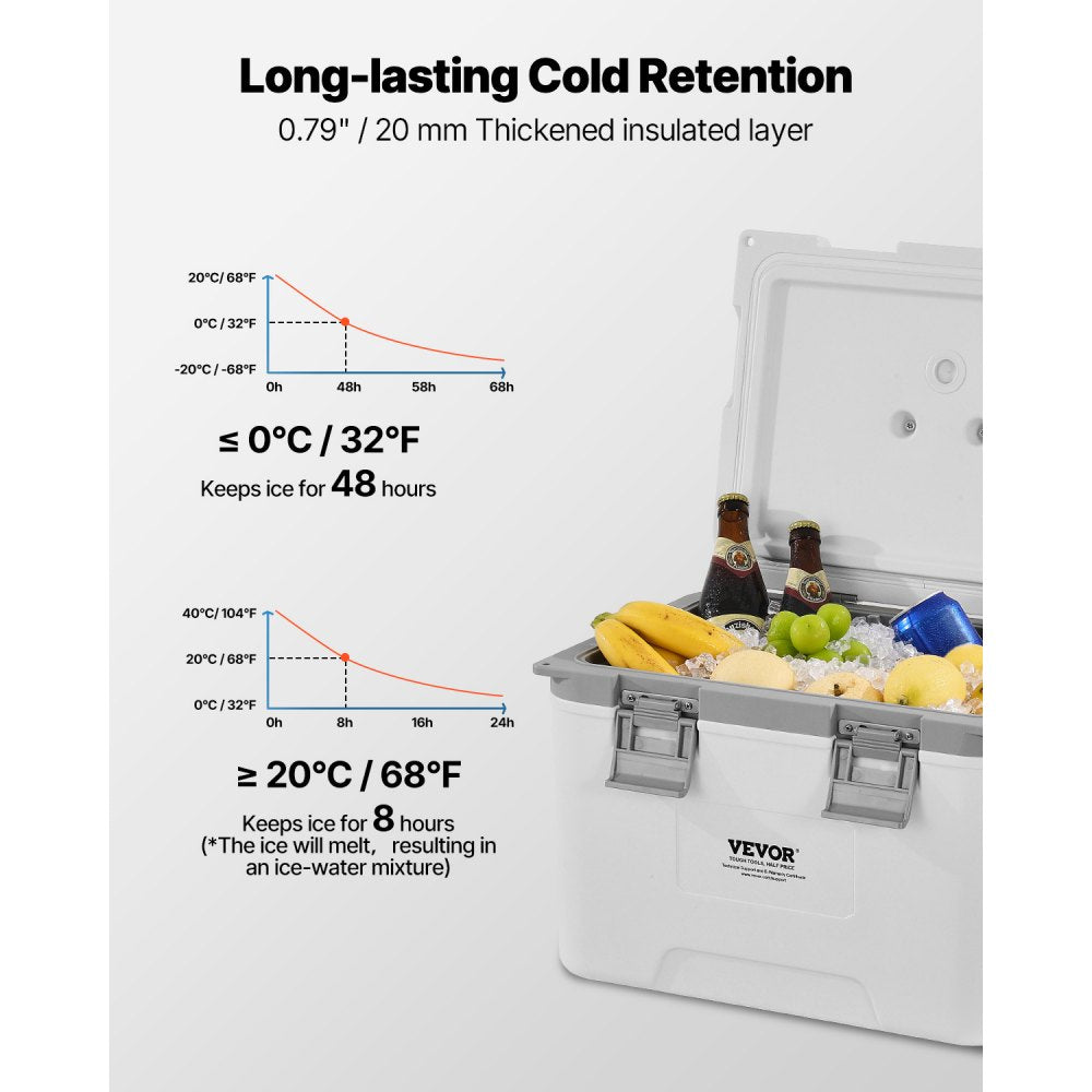 VEVOR Portable Cooler, 21 QT Hard Cooler with Ice Retention, Heavy-Duty Handles and Strap, Lightweight Rigid Material Insulated Portable Cooler, Suitable for Family Picnics and Short Trips