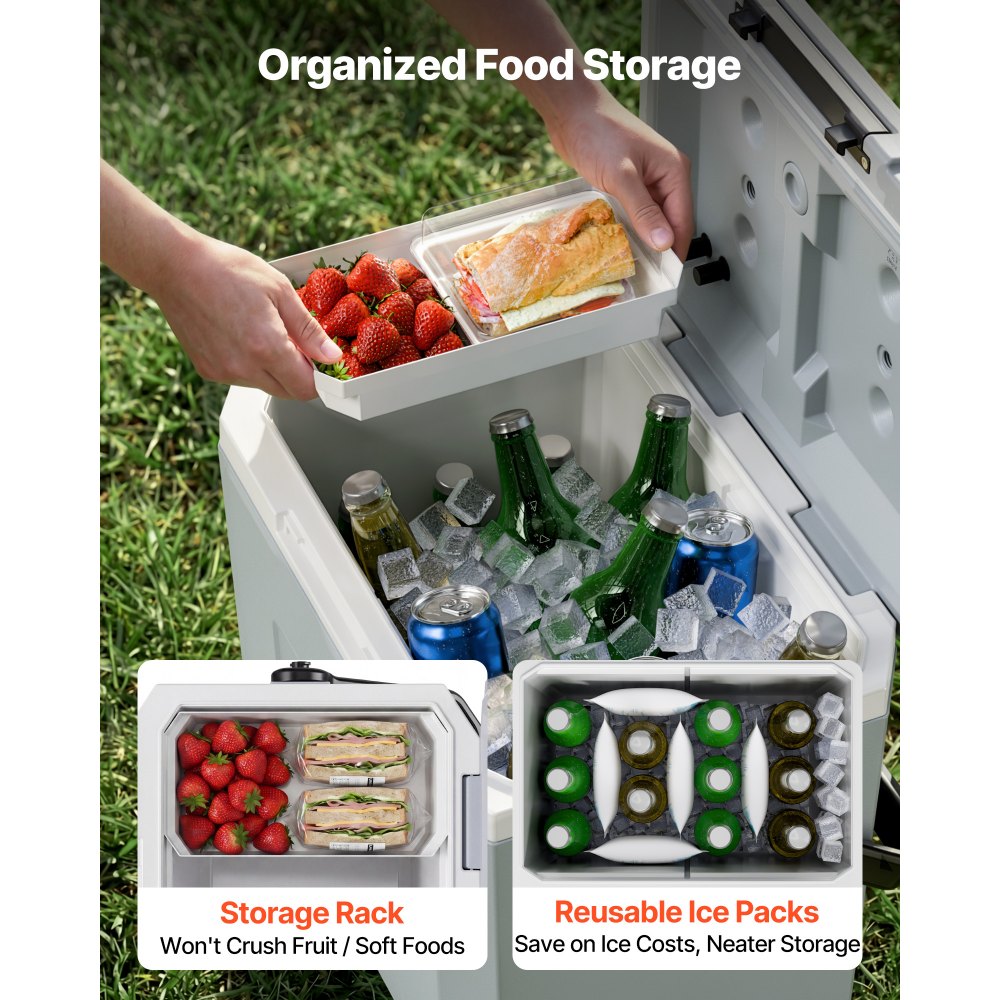 VEVOR Hard Cooler, 24QT Portable Cooler, Leak-Resistant Coolbox Keeps Contents Cool for 48 Hours, Insulated Chests with Ice Retention and Heavy-Duty Handle, Ultra-Light for Camping, Concerts, Sports