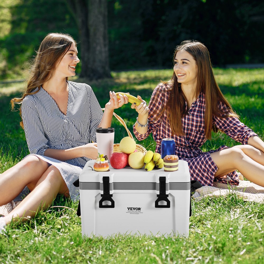 VEVOR Portable Cooler, 26 QT Hard Cooler with Ice Retention, Heavy-Duty Handles and Strap, Lightweight Rigid Material Insulated Portable Cooler, Suitable for Family Picnics and Short Trips