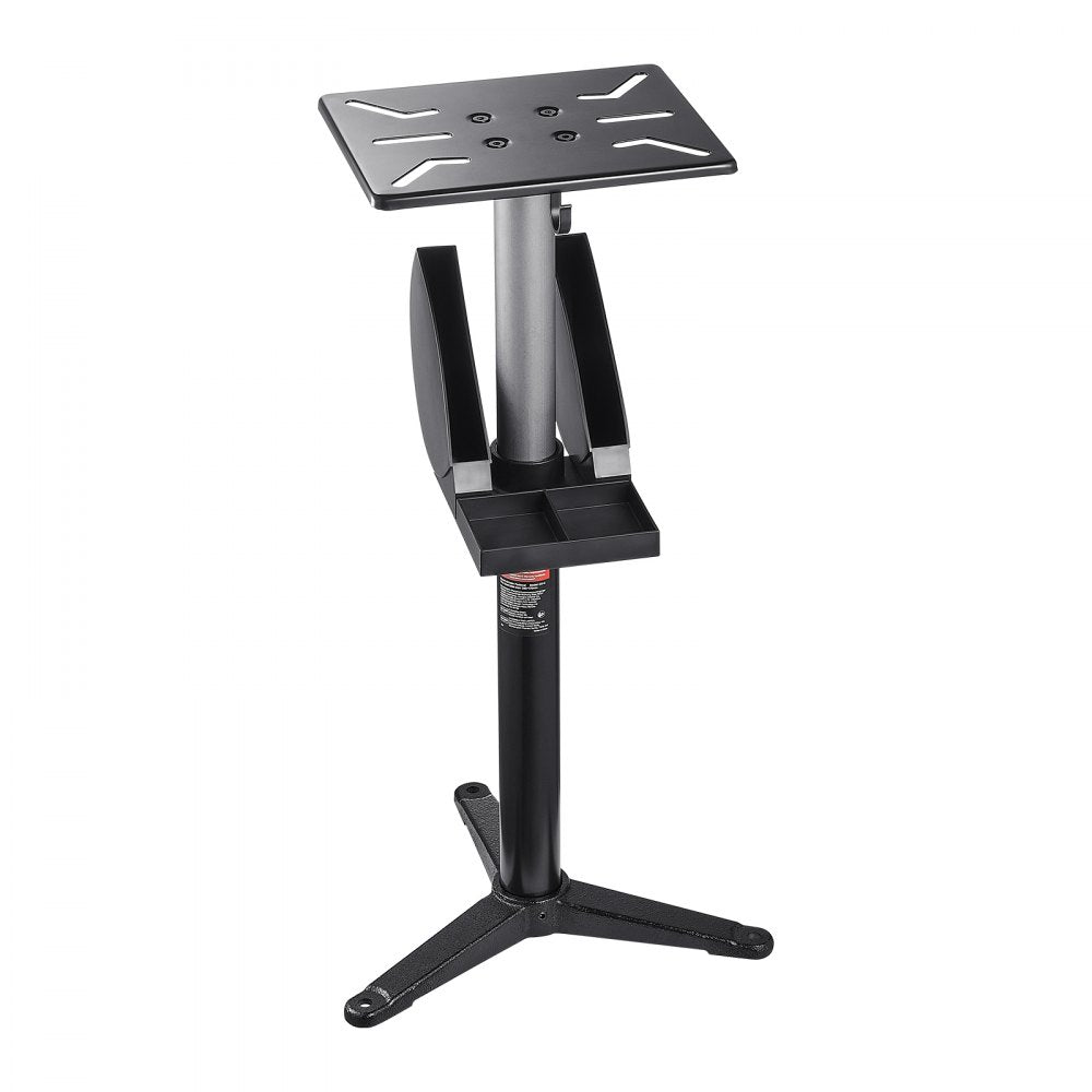 VEVOR Bench Grinder Stand, Bench Grinder Vise Floor Pedestal with 12" x 10" Mounting Plate, 5-Level Height Adjustable Pedestal Stand with Grinding Wheel Storage Compartment & Heavy-Duty Cast Iron Base