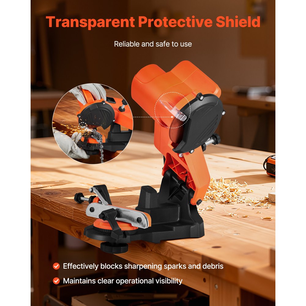 VEVOR Electric Chainsaw Sharpener, 85W Bench Saw Chain Sharpener 5000RPM, Professional Chainsaw Sharpening Tool with 2 Grinding Wheels for Woodworking, Logging, Gardening