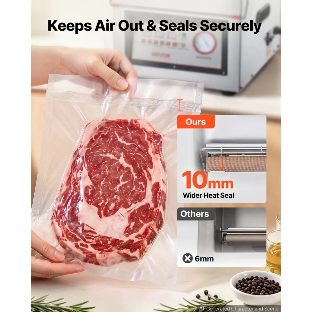 VEVOR Chamber Vacuum Sealer 2.2 Gal Chamber 12" Seal Bar Packing Machine, for Home Kitchen Use, 180W Commercial-Grade Oil Pump, Stainless Steel Food Packaging Machine for Meats, Marinades & Sous Vide