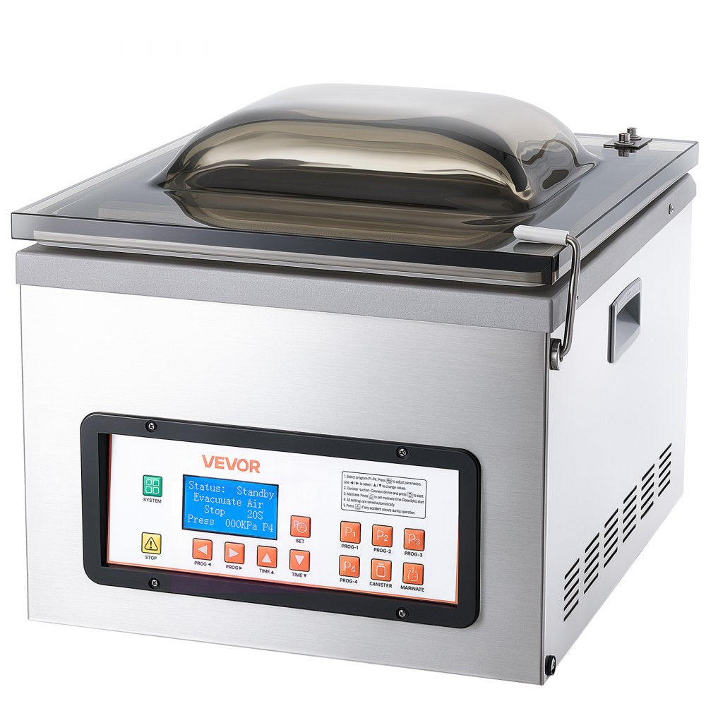 VEVOR Chamber Vacuum Sealer 3.1 Gal Chamber 12" Seal Bar Packing Machine, for Home Kitchen Use, 370W Commercial-Grade Oil Pump, Food Packaging Machine for Meats, Marinades, Mason Jar Kit & Sous Vide