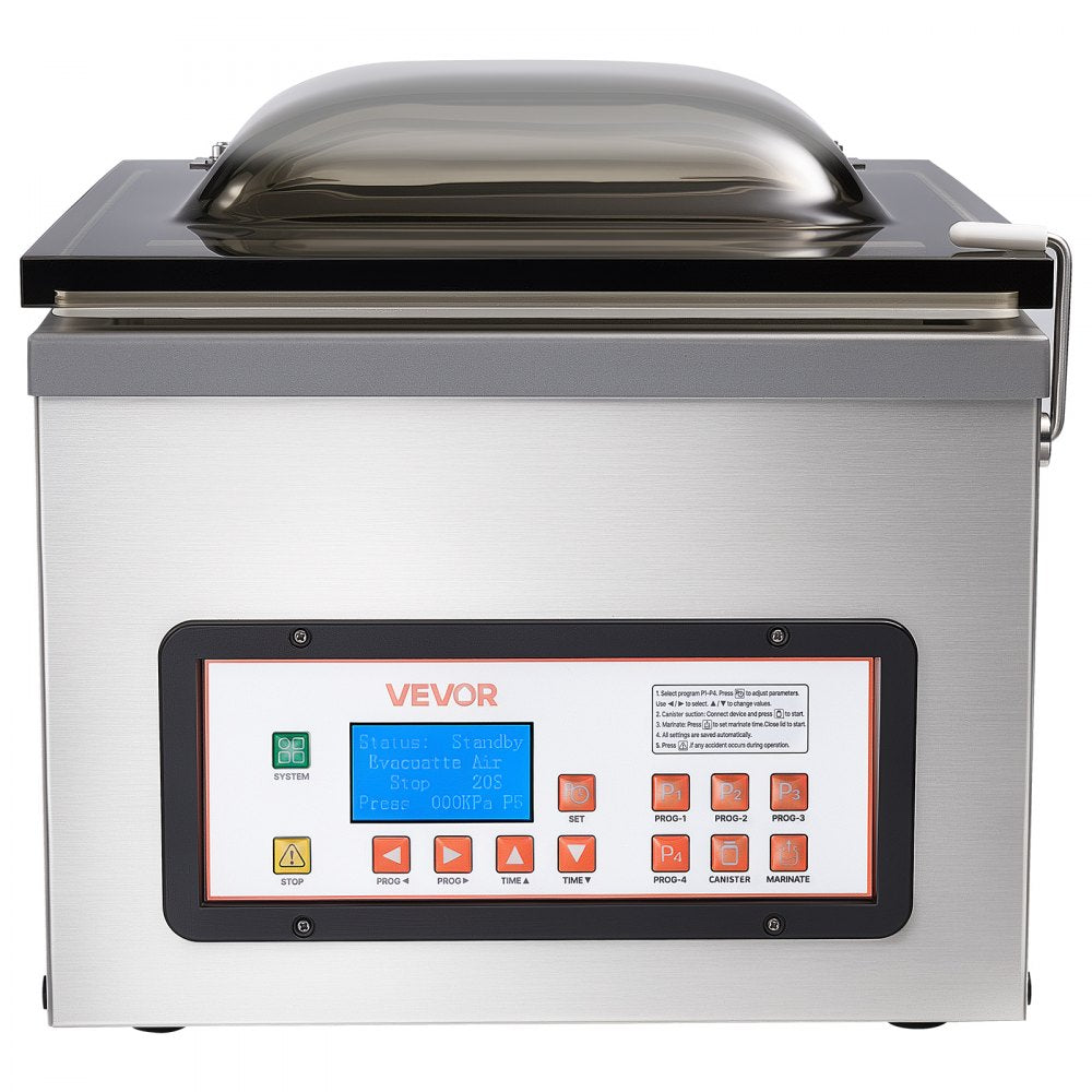 VEVOR Chamber Vacuum Sealer 3.1 Gal Chamber 12" Seal Bar Packing Machine, for Home Kitchen Use, 370W Commercial-Grade Oil Pump, Food Packaging Machine for Meats, Marinades, Mason Jar Kit & Sous Vide