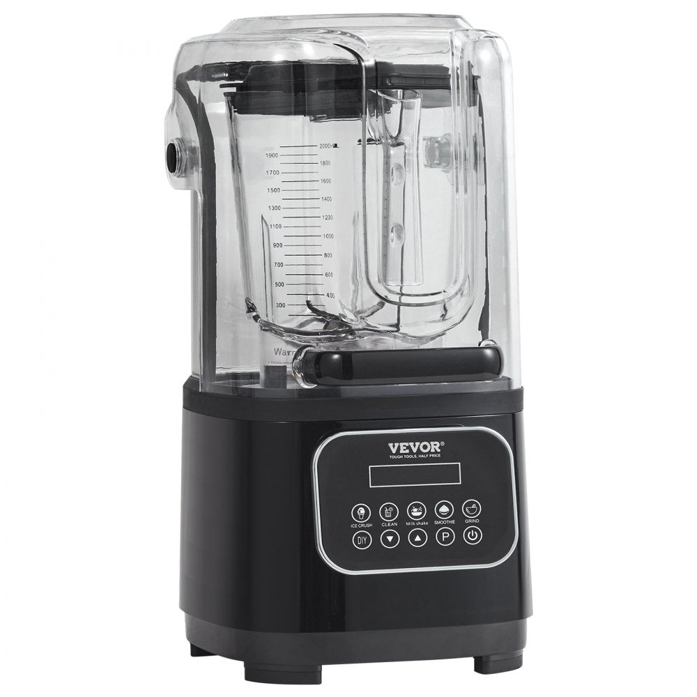 VEVOR Professional Blender with Shield, Commercial Countertop Blenders, 68 oz Plastic Jar Blender Combo, Stainless Steel 9 Speed & 5 Functions Blender, for Shakes, Smoothies, Peree, and Crush Ice
