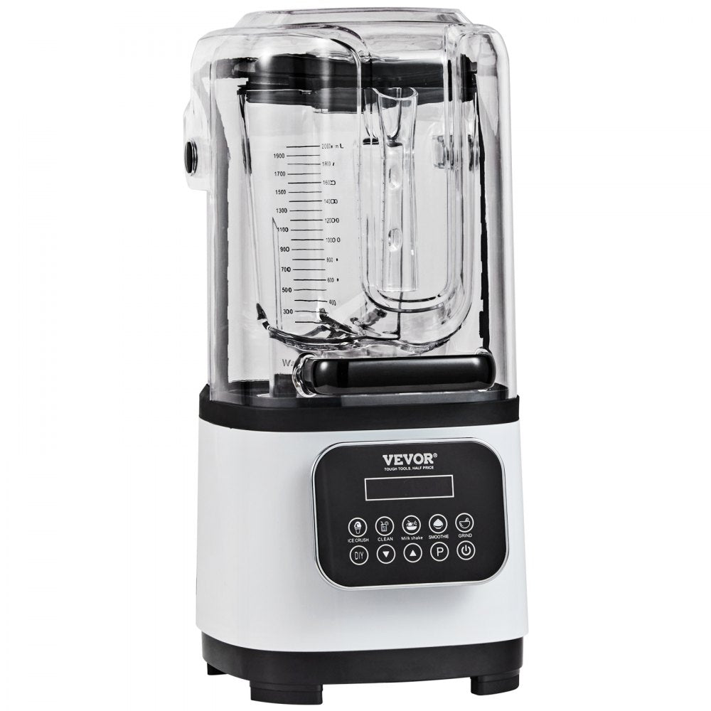 VEVOR Professional Blender with Shield, Commercial Countertop Blenders, 68 oz Plastic Jar Blender Combo, Stainless Steel 9 Speed & 5 Functions Blender, for Shakes, Smoothies, Peree, and Crush Ice, White
