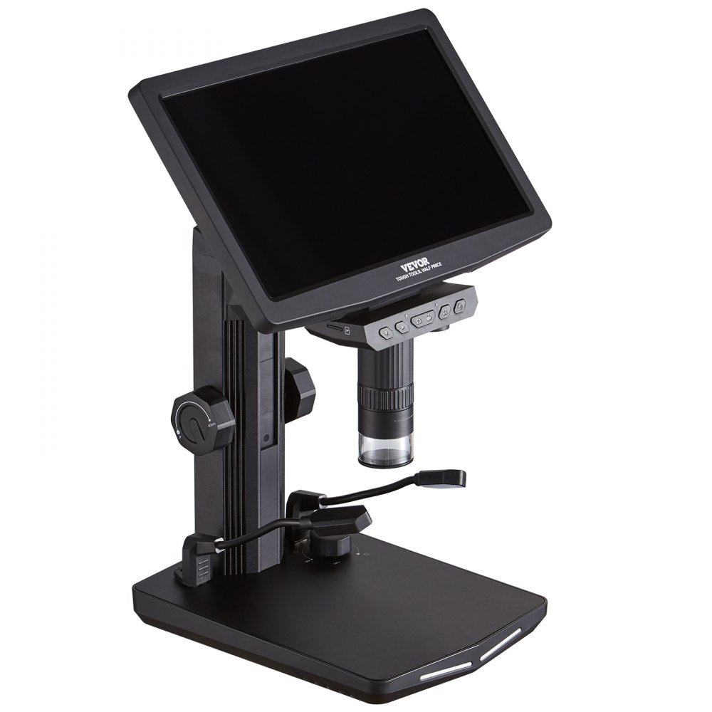 VEVOR 7" HDMI LCD Digital Microscope for Adults, Soldering Electron Microscope 1200X with IPS Screen, 8 LED Lights, 2 Flexible Side Lights, PC View, USB Coin Microscope for Windows/MacOS/TV, 32GB