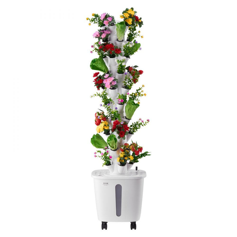 VEVOR Hydroponic Growing System, 50 Pods Vertical 10 Tiers Hydroponic Tower, Rolling Hydronic Garden with Water Pump & Wheels, Indoor Plants Germination Kit for Herbs Fruits & Vegetables