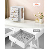 VEVOR Jewelry Box, 360° Rotating Jewelry Organizer with 5 Drawers, Acrylic Window, 4 Necklace Hooks on Each Side, Spacious Storage Case with Metal Handles, Bottom Pad and Soft Velvet Lining, White