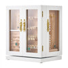VEVOR Jewelry Box, 360° Rotating Jewelry Organizer with 5 Drawers, Acrylic Window, 4 Necklace Hooks on Each Side, Spacious Storage Case with Metal Handles, Bottom Pad and Soft Velvet Lining, White