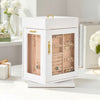 VEVOR Jewelry Box, 360° Rotating Jewelry Organizer with Magnetic Door, Acrylic Window and Built-in 4 Necklace Hooks, Spacious Storage Case with Metal Handles, Bottom Pad and Soft Flannel Lining, White