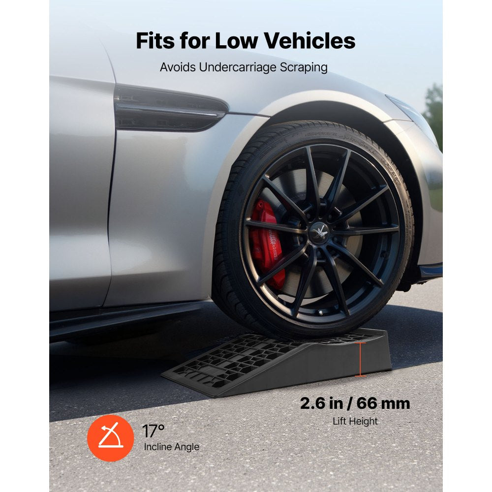 VEVOR Car Ramps, 2 PCS 20000 lbs GVW Capacity, 2.6 in Lift Height, Portable Low Profile Car Service Ramps for Home Garage Maintenance & Oil Changes, Heavy Duty for Low Chassis Vehicle & Support Jack
