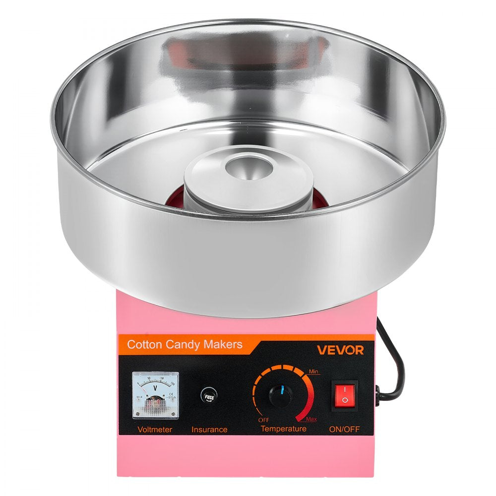 VEVOR Cotton Candy Machine Commercial, 1000W Electric Candy Floss Maker, Easy Use with 15 inch Stainless Steel Bowl and Sugar Scoop, Makes Hard Candy for Home Kids Birthday, Family Party, Pink