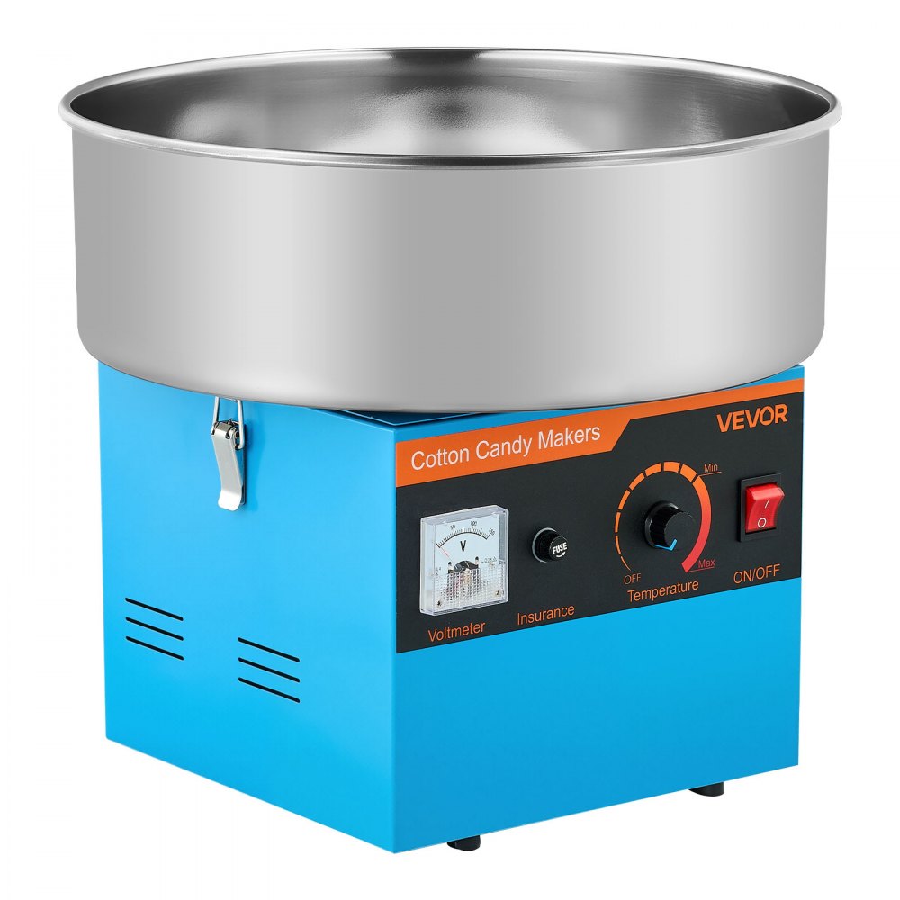 VEVOR Cotton Candy Machine Commercial, 1000W Electric Candy Floss Maker, Easy Use with 15 inch Stainless Steel Bowl and Sugar Scoop, Makes Hard Candy for Home Kids Birthday, Family Party, Blue