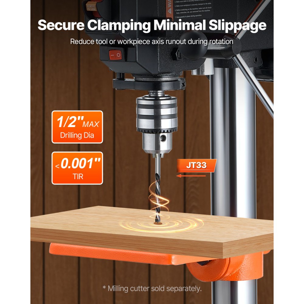VEVOR 8 in Benchtop Drill Press, 2.5A Induction Motor, Tabletop Drilling Machine with 620 / 1140 / 1740 / 2340 / 3100 RPM Adjustable Speed, 0-45° Tilting Worktable, LED Work Light, for Wood Metal