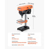 VEVOR 8 in Benchtop Drill Press, 2.5A Induction Motor, Tabletop Drilling Machine with 620 / 1140 / 1740 / 2340 / 3100 RPM Adjustable Speed, 0-45° Tilting Worktable, LED Work Light, for Wood Metal
