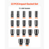 VEVOR Impact Socket Set 3/4 Inches 22 Piece Deep Impact Sockets, Socket Assortment 3/4 Inches Drive Socket Set Impact Standard SAE Sizes 7/8 Inches to 2 Inches Includes Adapters and Ratchet Handle