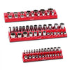 VEVOR Magnetic Socket Organizer Set, 3PCS Magnetic Socket Holder, 1/4'', 3/8'' & 1/2'' SAE Socket Trays with Clear Labels, Hold up to 68PCS Standard & Deep Sockets, Red (Sockets Not Included)