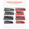 VEVOR Socket Organizer Set, 8PCS High-Rod Socket Holder, 1/4'', 3/8'' & 1/2'' Metric SAE Socket Trays with Clear Labels, Hold up to 176PCS Standard & Deep Sockets, Black & Red (Socket Not Included)