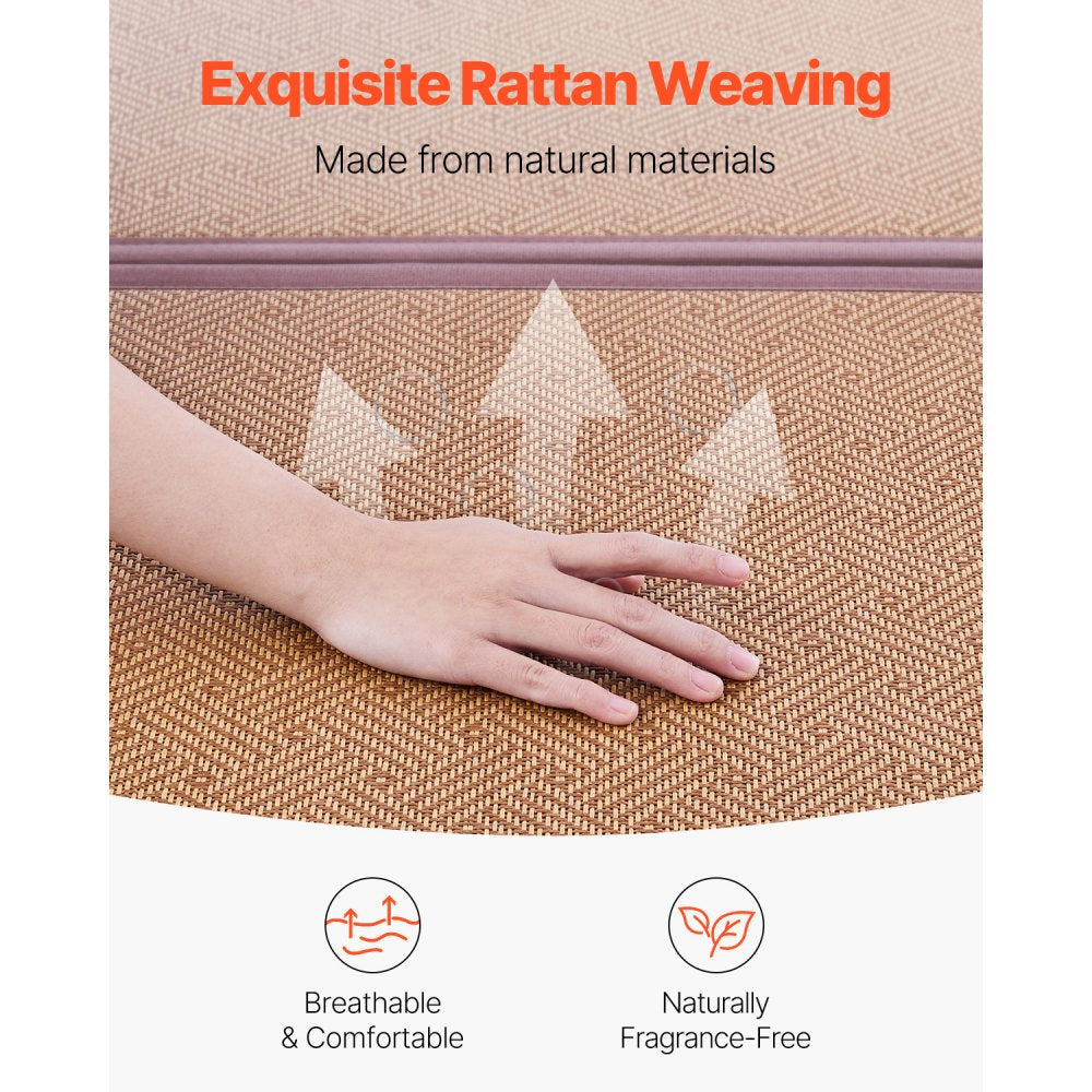 VEVOR Japanese Tatami Mat, 80 x 39 in Foldable Handwoven Natural Rattan Tatami Mat, Non-Slip & Easily Cleaned Japanese Tatami Floor Mat, Summer Breathable Sleeping Mat for Meditation Yoga Relaxation