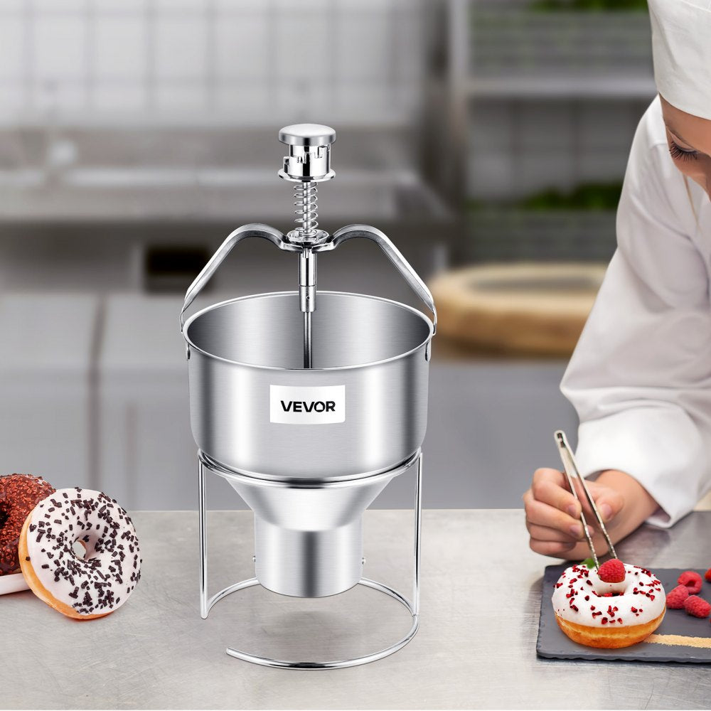 VEVOR Donut Depositor, Large Capacity Manual Donuts Dropper, 304 Stainless Steel Commercial Batter Dispenser, 6 Thicknesses Adjustment Doughnut Hopper with Stand, For Restaurant Cafe Bakery Kitchen