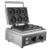 VEVOR 110V Commercial Waffle Donut Machine 6 Holes Double-Sided Heating 50-300℃, Electric Doughnut Maker 1550W, Non-stick Donut MakerTeflon-Coating for Professional Kitchen (Depth:0.55\",Dia:2.95\")