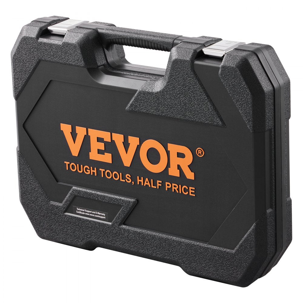 VEVOR Socket Set, 1/4" and 3/8" Drive Socket and Ratchet Set, 6-Point Socket Opening, 106 Pcs Tool Set SAE and Metric, Deep and Standard Sockets, 5/32-1 in, 5-19 mm, with Accessories, Storage Case