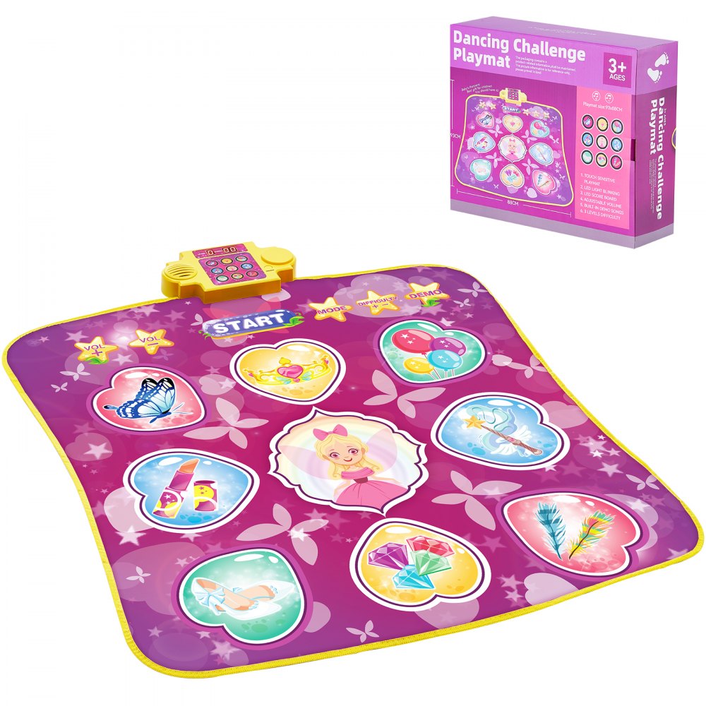 VEVOR Dance Mat, 9-Button Dance Mixer Rhythm Step Play Mat, Electronic Dance Pad with 3 Game Modes, Adjustable Volume, Built-in Music, 8 Challenge Levels, Birthday Toys Gifts for 3+ Year Old Girls