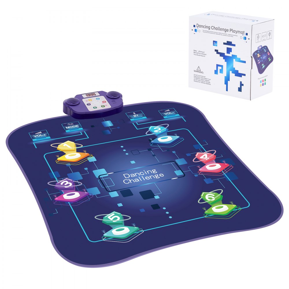 VEVOR Dance Mat, 6-Button Dance Mixer Rhythm Step Play Mat, Electronic Dance Pad with Wireless Bluetooth, LED Lights, 5 Game Modes, Adjustable Volume, Built-in Music, Toys Gifts for 3+ Year Old Girls