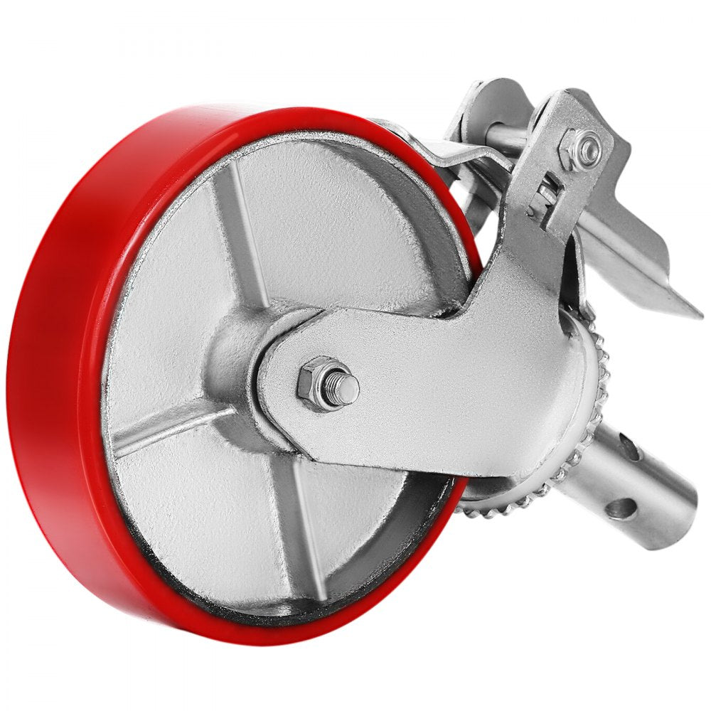 VEVOR Scaffolding Wheels Set, Heavy Duty 4-Pack 8\" Scaffolding Casters, with 4400 Lbs Per Set and Locking Stem Casters with Brake, Polyurethane Replacement for Scaffold, Shelves, Workbench