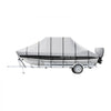 VEVOR T Top Boat Cover, 20'-22' Waterproof Trailerable T-Top Boat Cover, 600D Marine Grade PU Oxford, with Windproof Buckle Straps, for Center Console Boat with T Top Roof, Fits 20'-22'L x 106"W, Grey