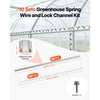 VEVOR Greenhouse Spring Wire and Lock Channel, 10 Packs 6.56 ft PVC-Coated Wiggle Wire & Aluminum Alloy Channel Bundle Kit with Included Screws, 0.05 in Thickened, Poly Film & Shade Cloth Attachments