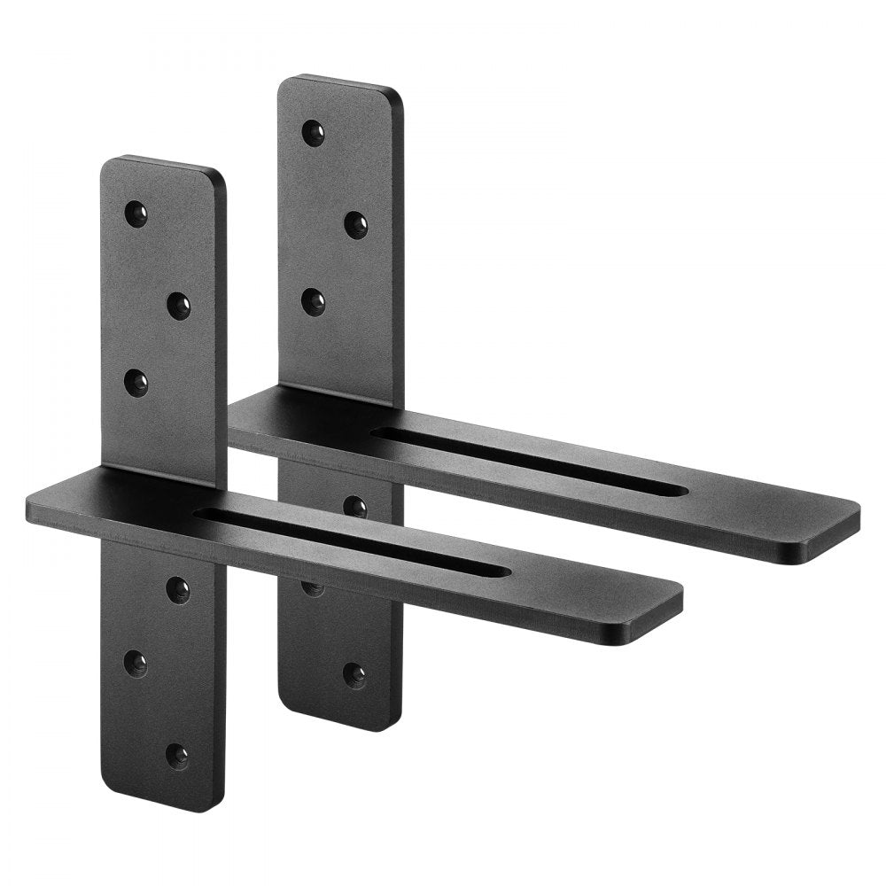 VEVOR T Shelf Brackets 2 Pcs, 200 lbs/90 kg Weight Capacity, 12x2.89x12 in / 304.8x73.5x304.8 mm, Solid Steel Heavy Duty Brackets for Shelves, Countertop Support Floating Bracket Hardware with Screws