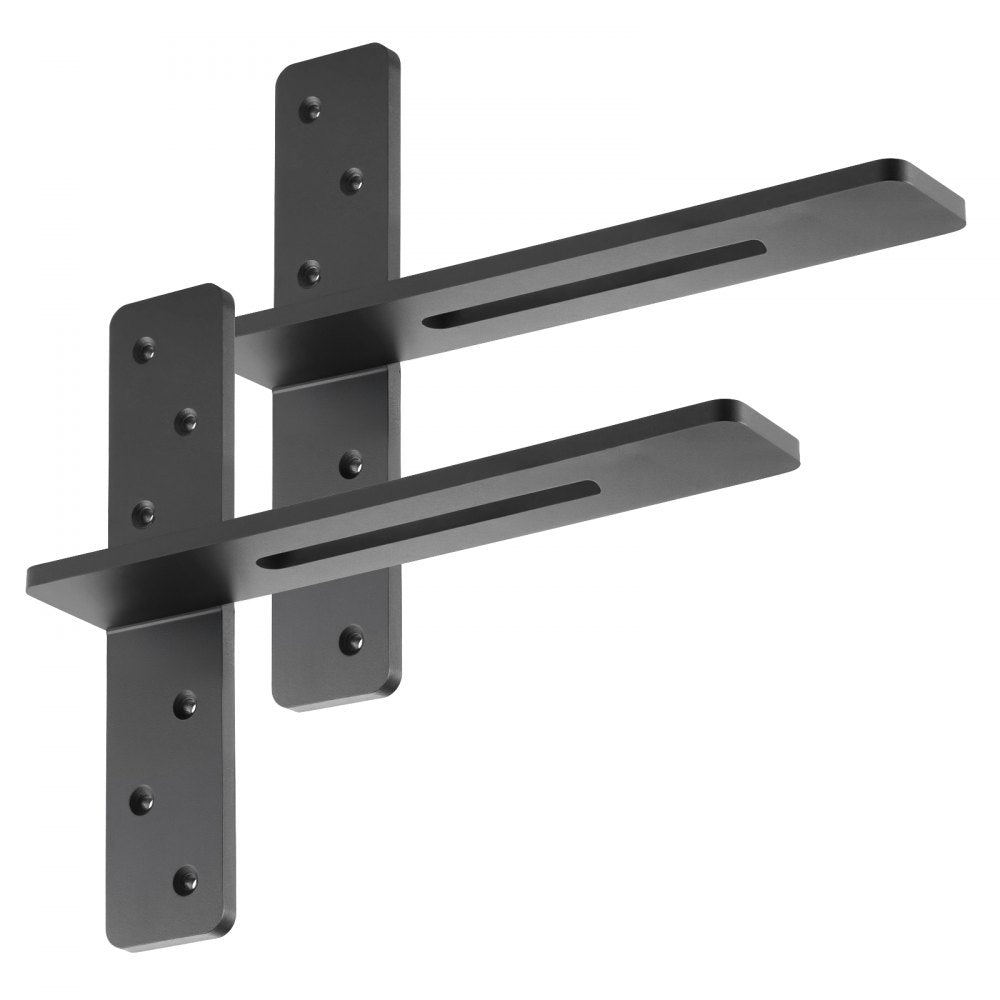 VEVOR T Shelf Brackets 2 Pcs, 200 lbs/90 kg Weight Capacity, 16x2.89x12 in / 406.4x73.5x304.8 mm, Solid Steel Heavy Duty Brackets for Shelves, Countertop Support Floating Bracket Hardware with Screws